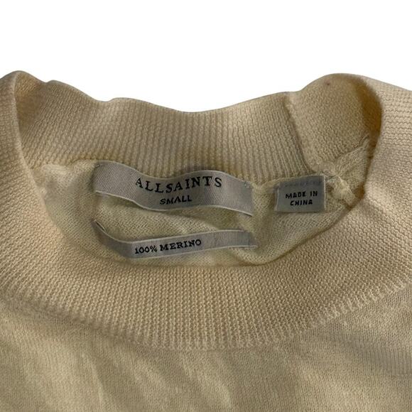 All Saints Merino Wool Long Sleeve Cut Out Cold Shoulder Top Size Small - Picture 5 of 7